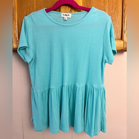 NWT Kidpik Bundle, Girls L (12), Teal ribbed top, Babydoll tee, Flower sequin - Picture 4 of 4